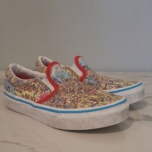 Vans Where's Waldo Kids 13 Multicolor Character Slip-On Skateboard Sneakers